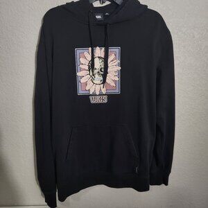 Vans Black Hoodie Medium Mens Skull & Flower Graphic Goth Skater